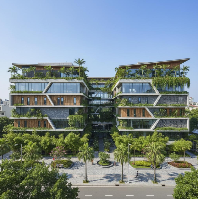 Kiến trúc xanh là giải pháp toàn diện, hài hòa giữa công trình hiện đại và thiên nhiên, kiến tạo không gian sống bền vững.