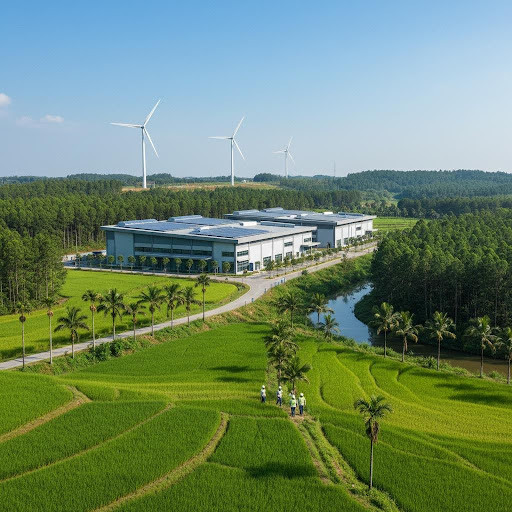 Sự hòa quyện giữa công nghiệp bền vững và cảnh quan thiên nhiên minh chứng cho nỗ lực giảm phát thải.