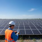 Kỹ sư chuyên nghiệp giám sát hoạt động trang trại điện mặt trời, đảm bảo hiệu suất tối ưu cho nguồn năng lượng sạch của Việt Nam.