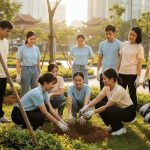 Nhân viên môi trường cùng cộng đồng chung tay xây dựng ý thức và hành động vì môi trường xanh sạch đẹp.