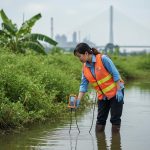Hoạt động lấy mẫu và thu thập dữ liệu hiện trường là bước quan trọng trong quy trình quan trắc môi trường.